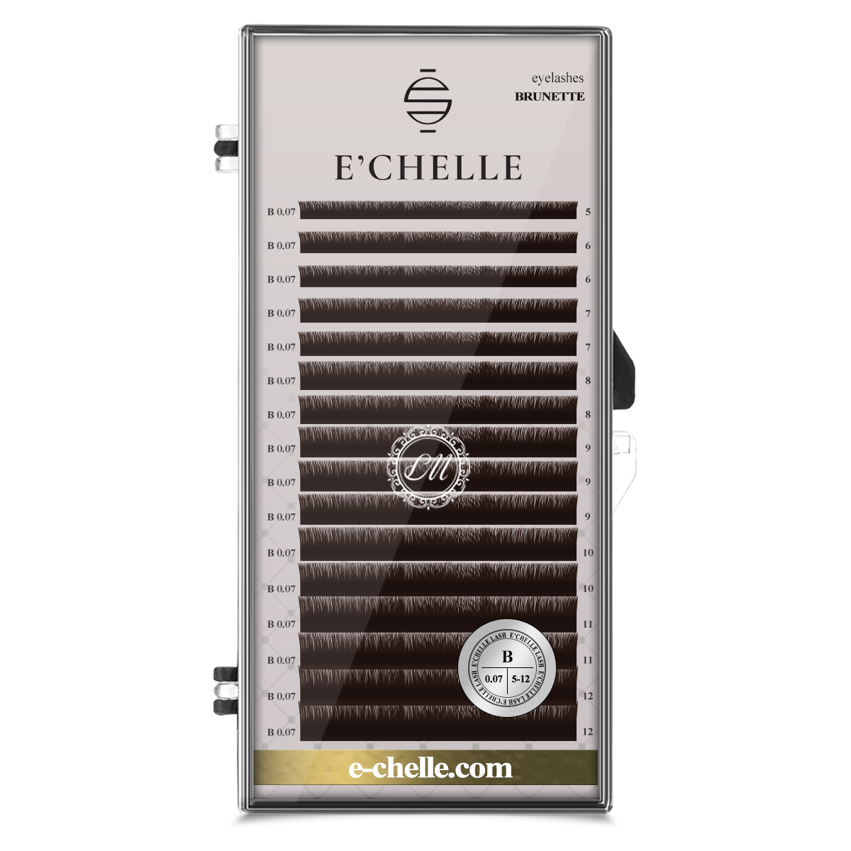 Ресницы E'chelle BRUNETTE B 0.07 5-12 мм, 16 линий коричневые
