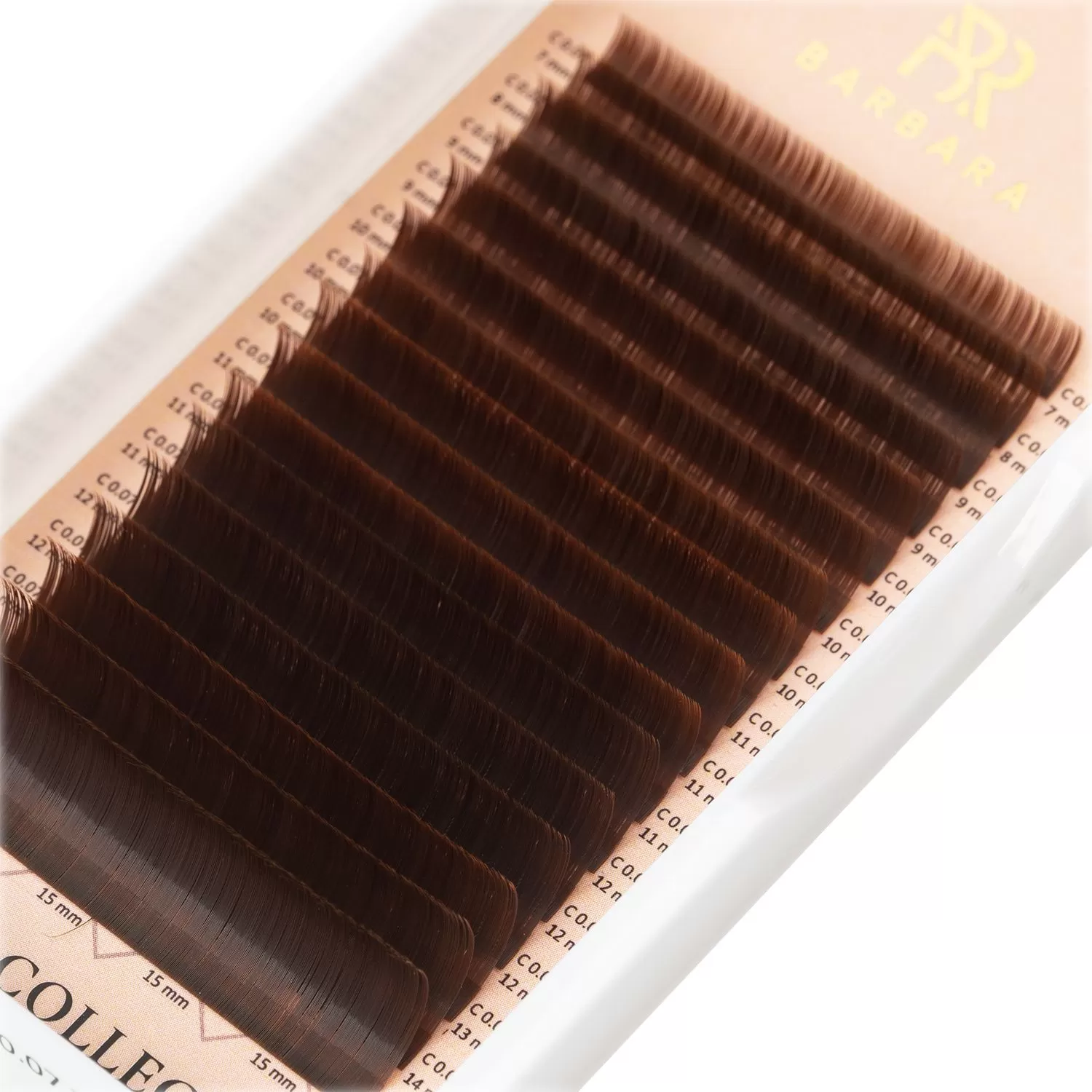 Barbara Ресницы коричневые Coffee - 16 линий, MIX