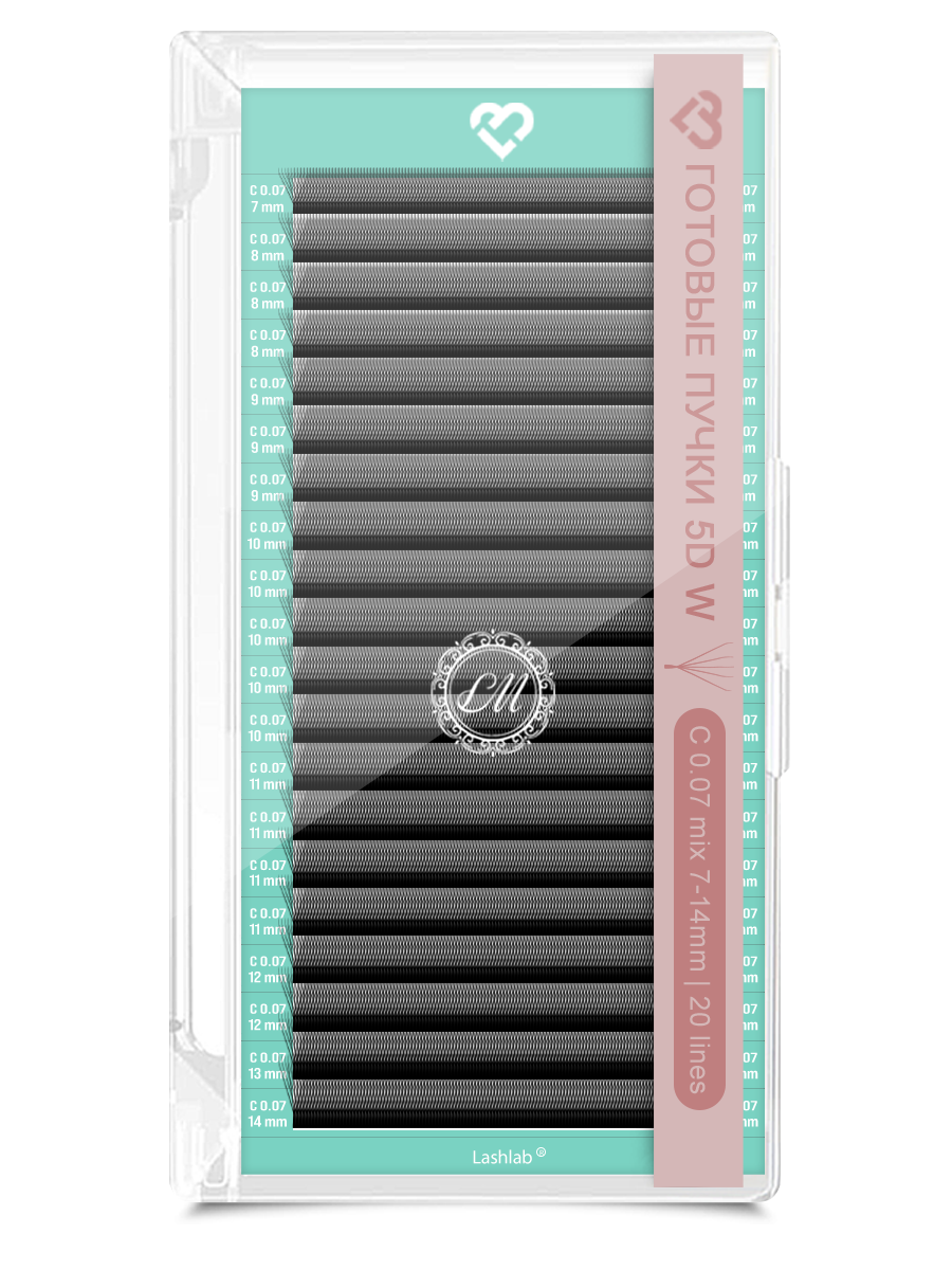 LashLab 5D Пучки черные - 20 линий (C, 0,07, 7-14)