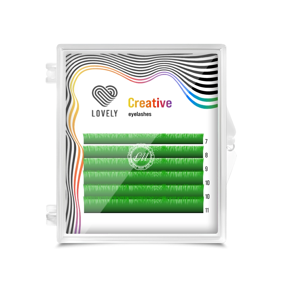 Lovely Ресницы зеленые (green) MINI - 6 линий, MIX
