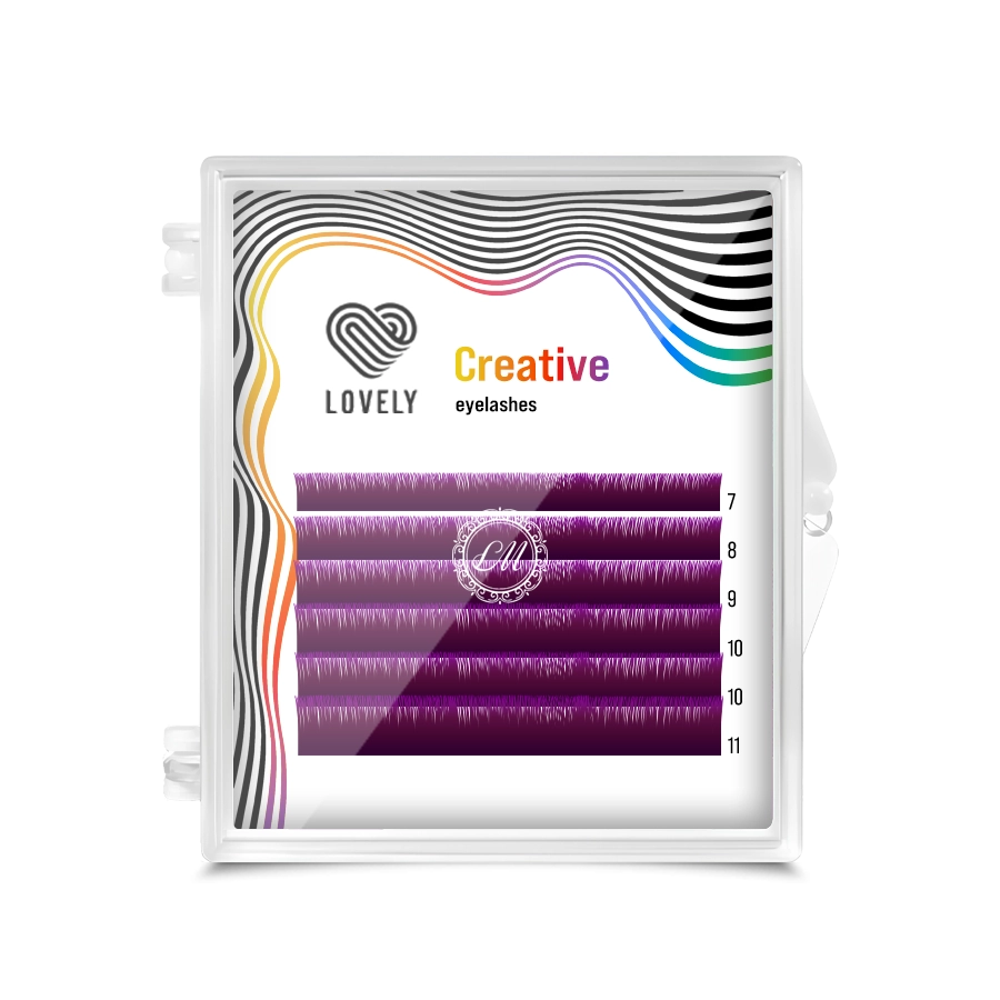 Lovely Ресницы двухтоновые фиолетовые MINI - 6 линий, MIX