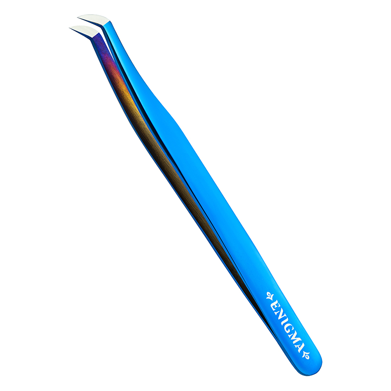 Enigma Пинцет Volume NEW с ручной заточкой extra sharp Синий металлик