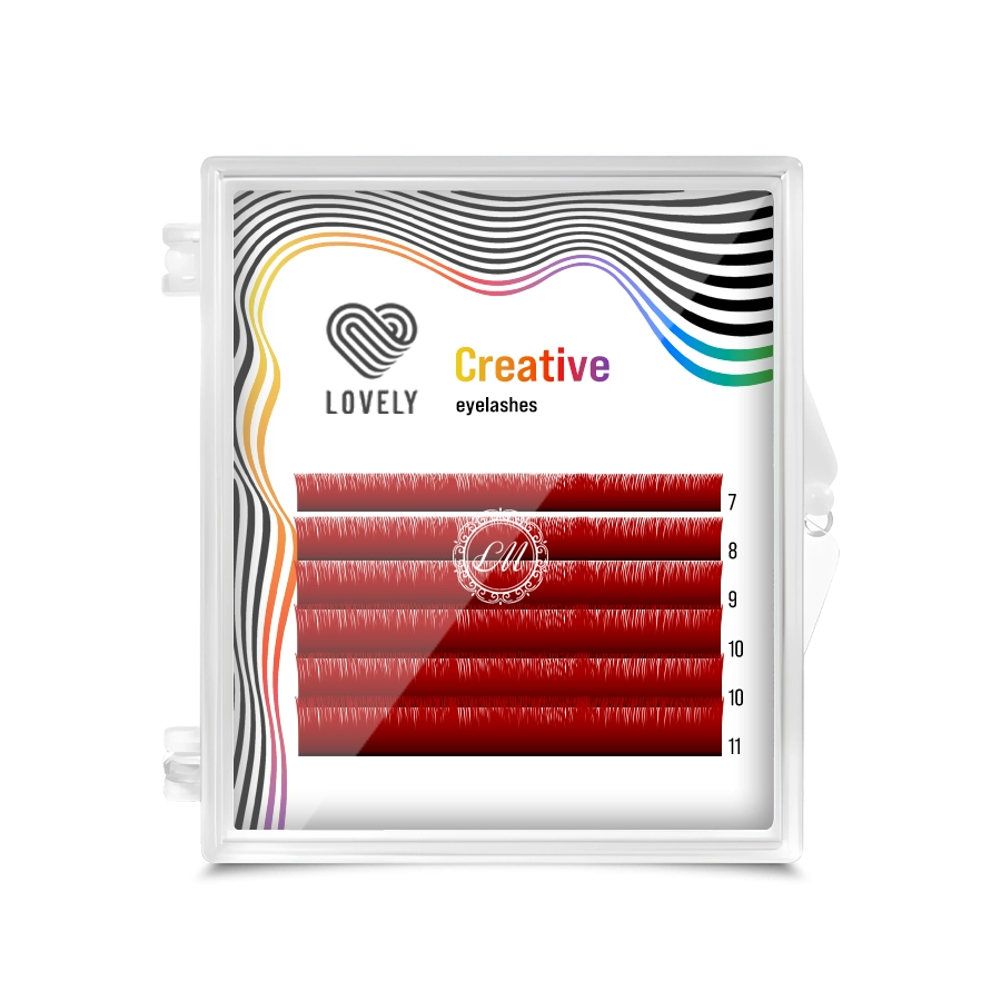 Lovely Ресницы красные (red) MINI - 6 линий, MIX