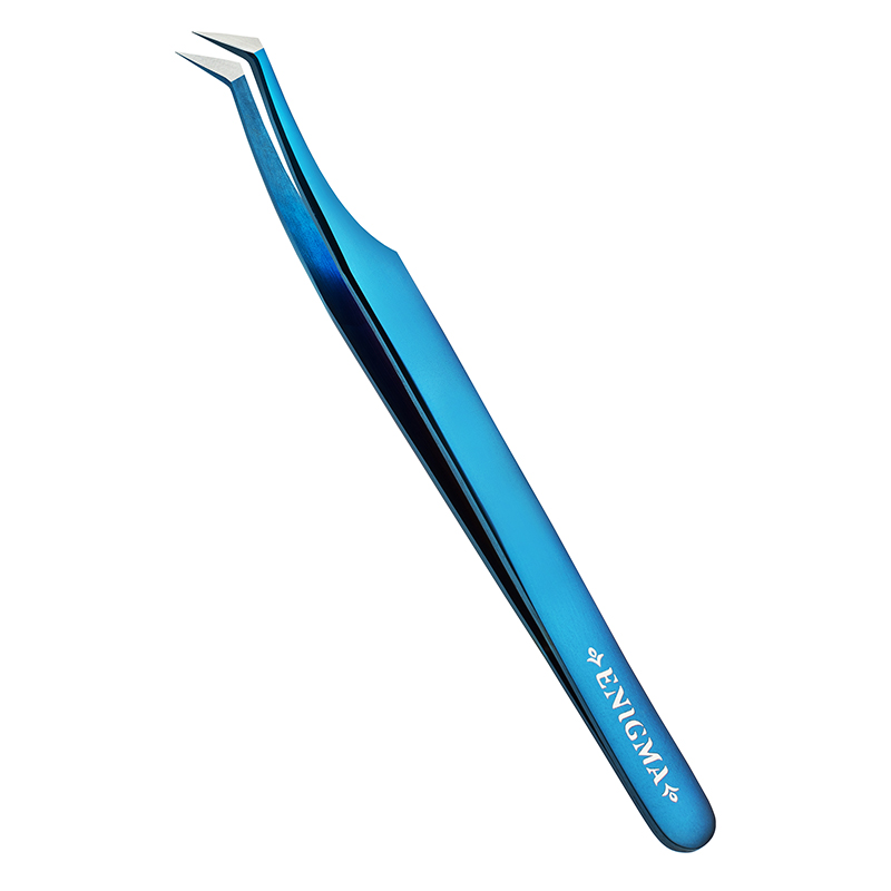 Enigma Пинцет L NEW c ручной заточкой extra sharp Синий металлик
