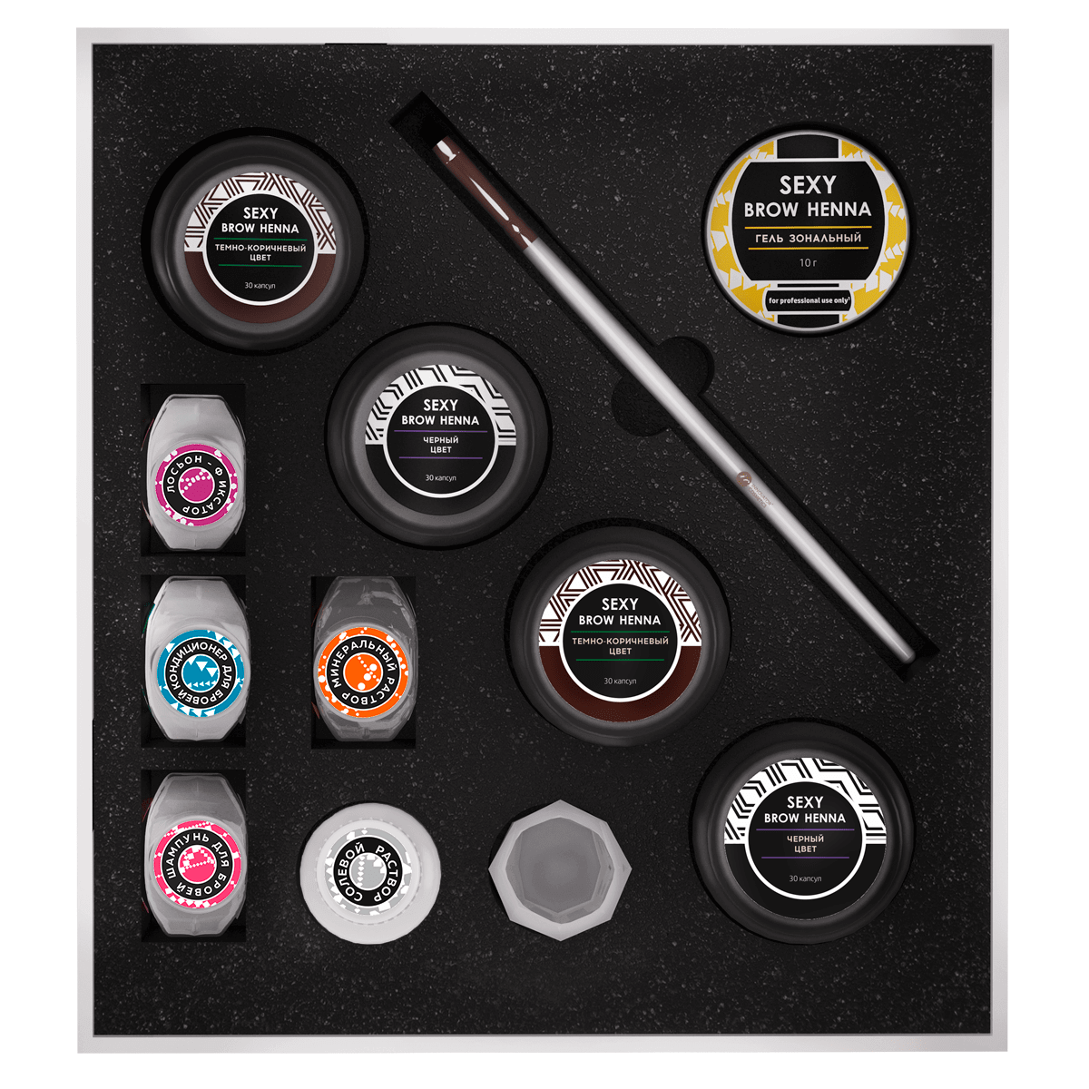 Innovator Cosmetics Набор хны для бровей Sexy Brow Henna (в косметичке)