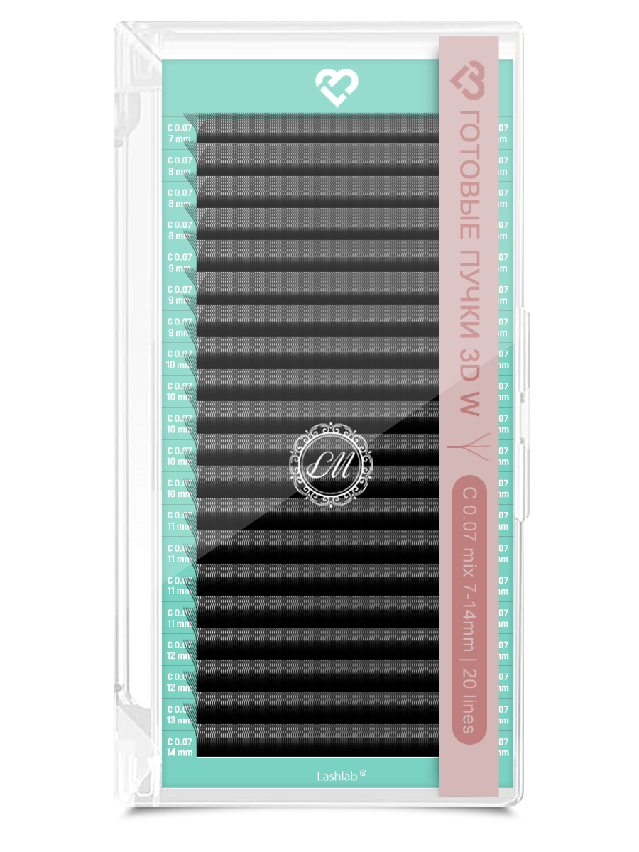 LashLab 3D Пучки черные - 20 линий (C, 0,07, 7-14)
