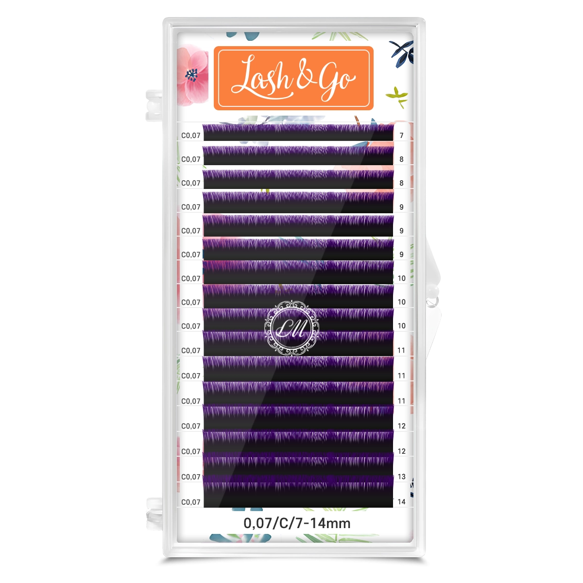 Ресницы Lash&Go Purple омбре C 0.07 7-14 мм, 16 линий двухтоновые фиолетовые