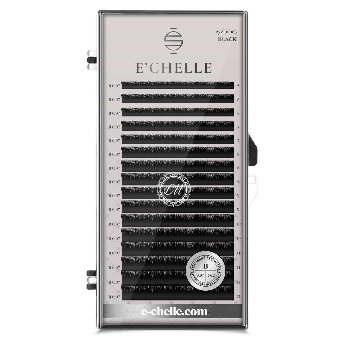 Ресницы E'chelle BLACK B 0.07 5-12 мм, 16 линий черные