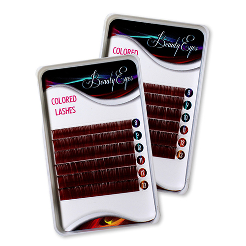 Beauty Eyes Ресницы винные (Wine Red) - 6 линий, MIX