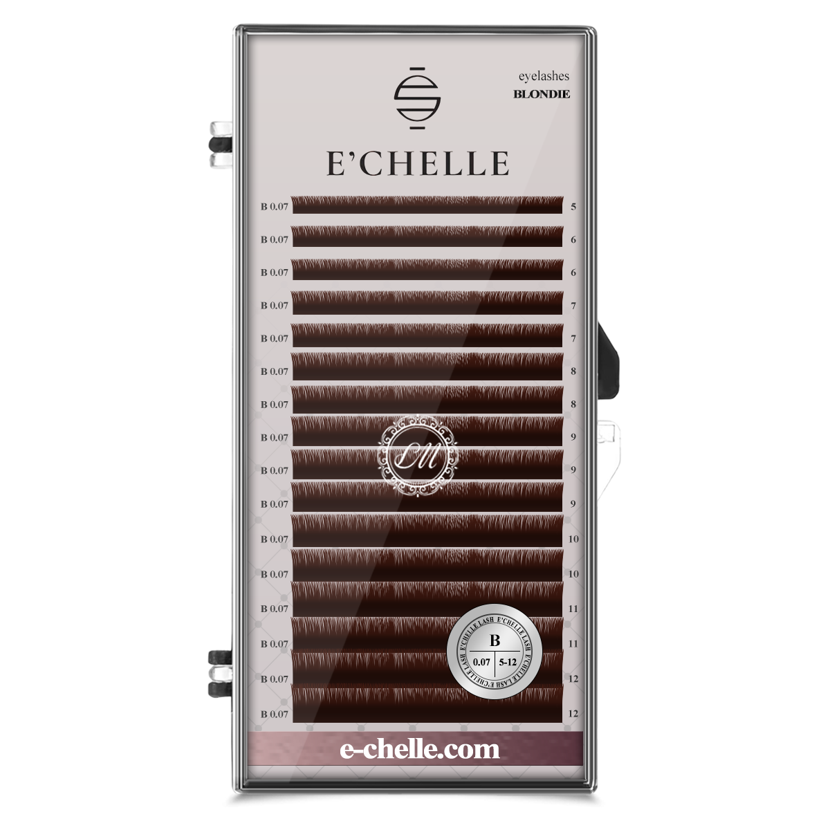 Ресницы E'chelle BLONDIE B 0.07 5-12 мм, 16 линий коричневые