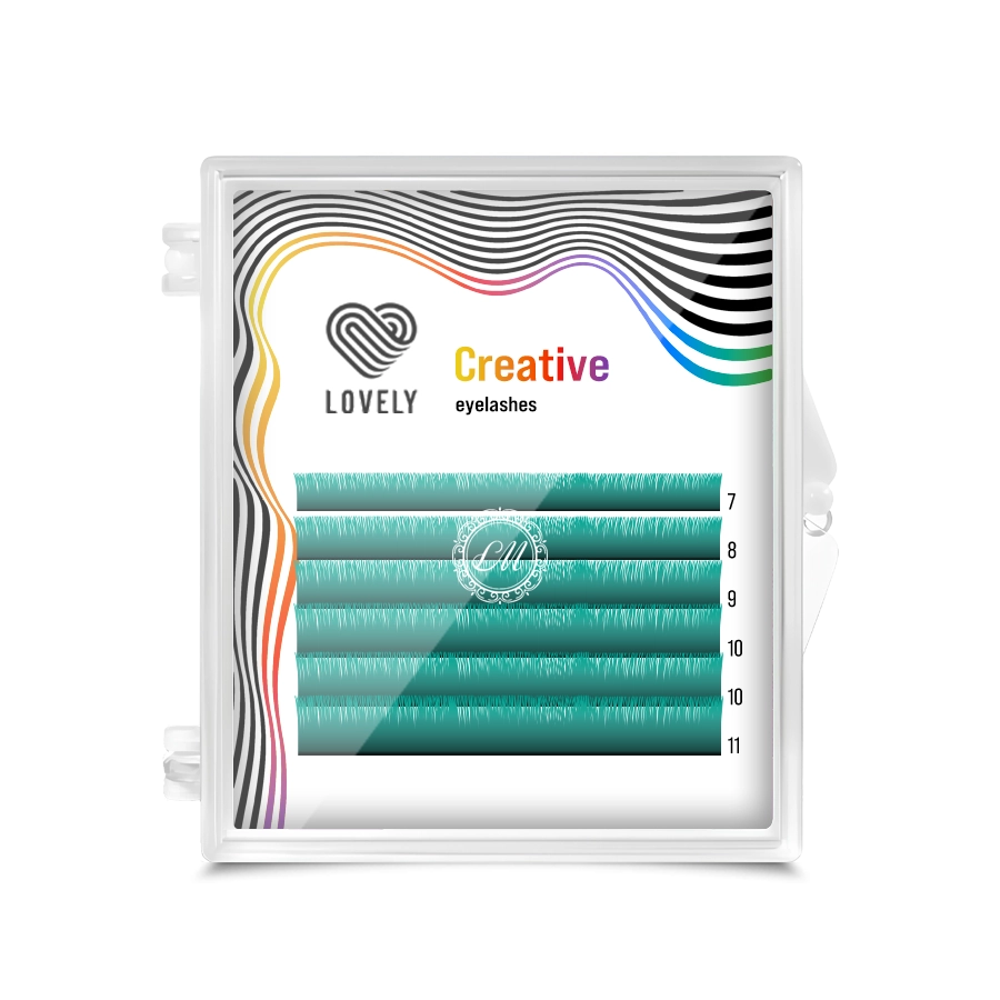 Lovely Ресницы изумрудные (emerald) MINI - 6 линий, MIX