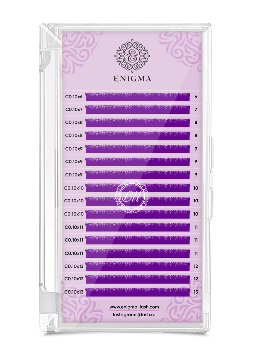 Enigma Ресницы Фиолетовые - 16 линий, MIX