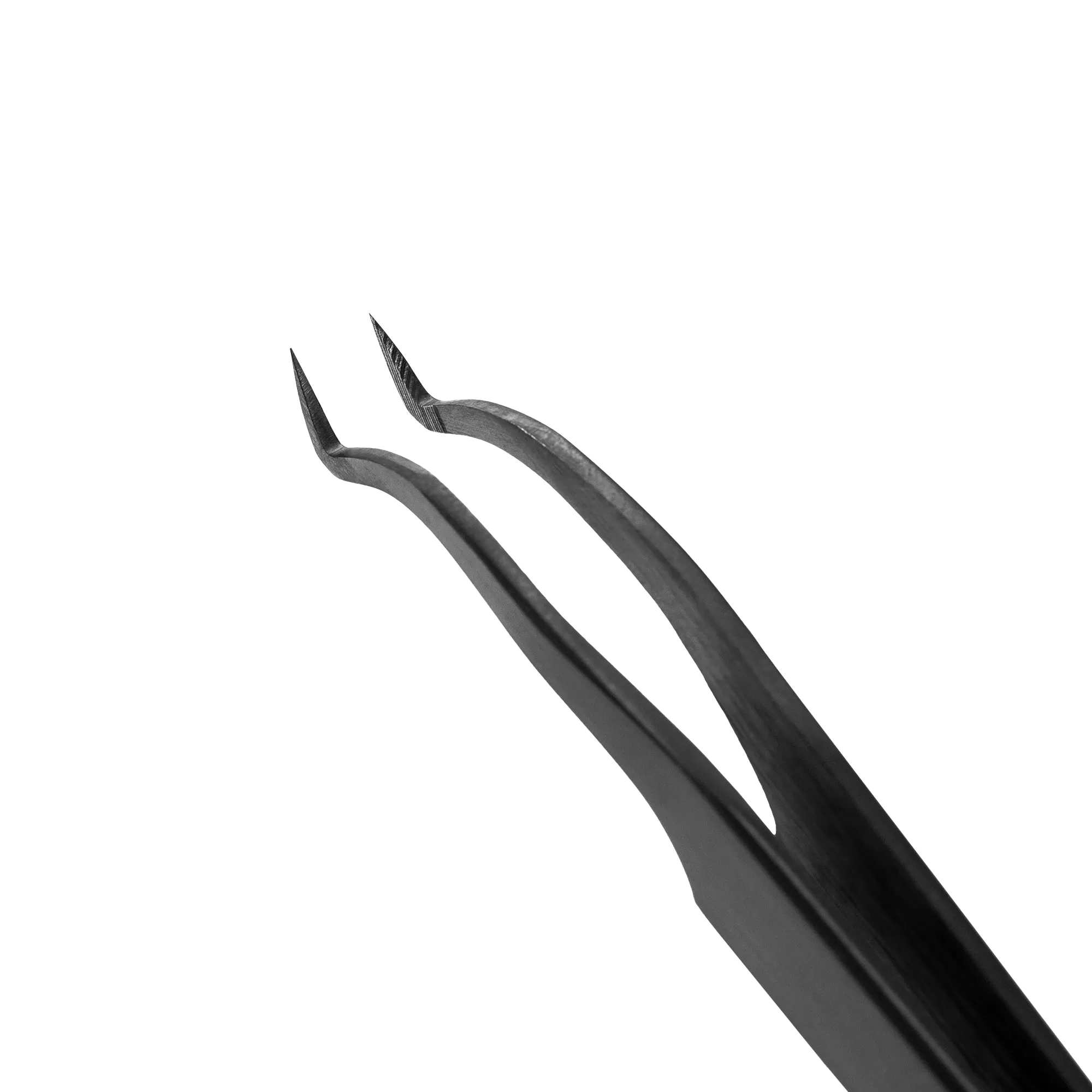 Пинцет для наращивания ресниц Lovely NanoFiber, серия Grace Elegante Black, тип L 5 мм с изгибом