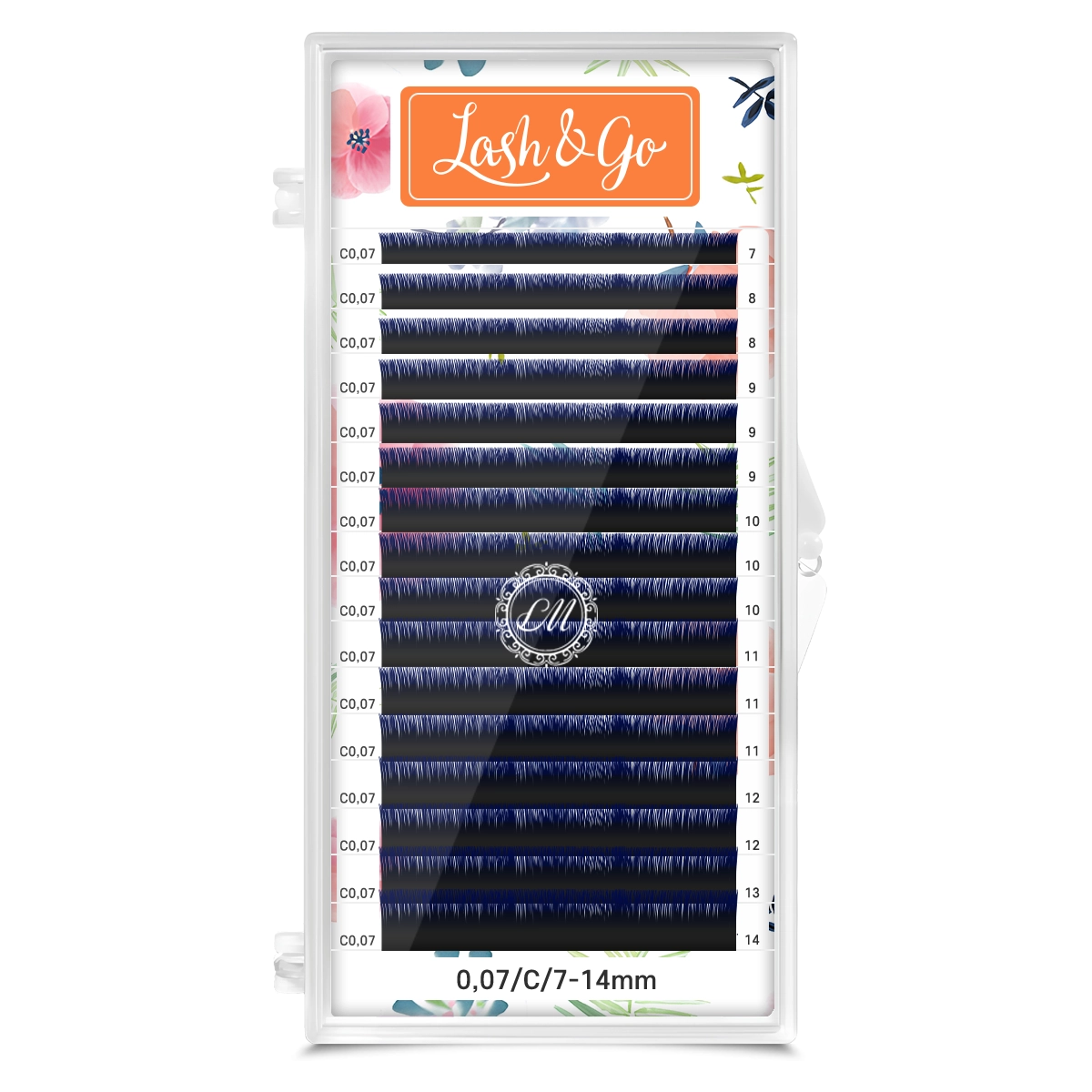 Ресницы Lash&Go Blue омбре C 0.07 7-14 мм, 16 линий двухтоновые синие