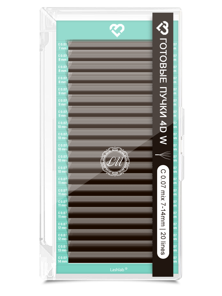 LashLab 4D Пучки темный шоколад - 20 линий (C, 0,07, 7-14)