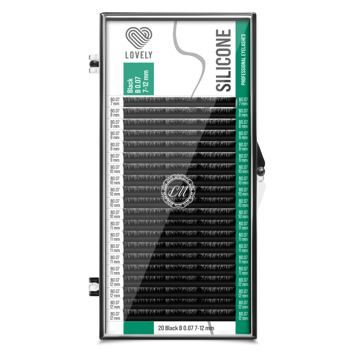 Ресницы Lovely Silicone B 0.07 7-12 мм, 20 линий черные