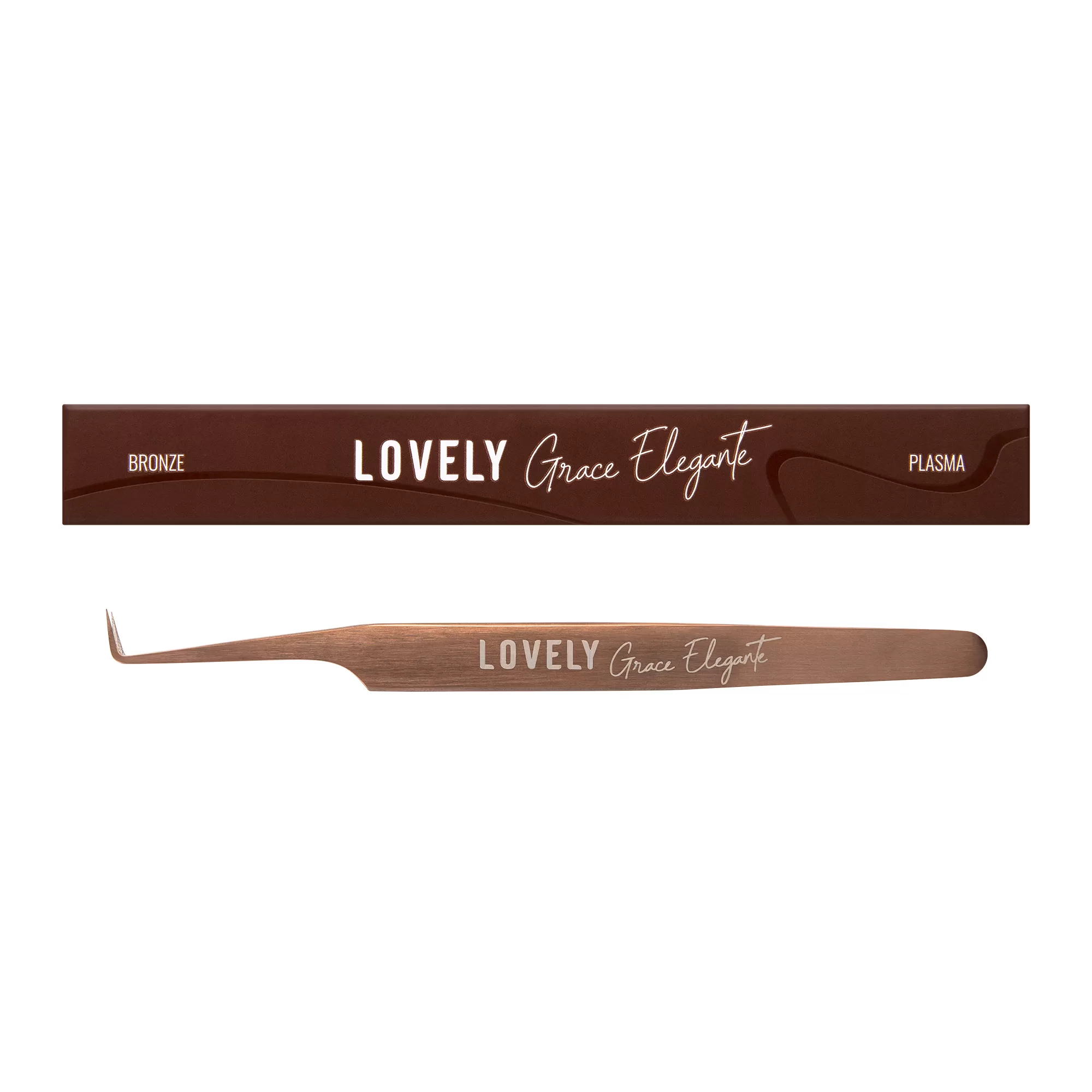 Пинцет для наращивания ресниц Lovely NanoFiber, серия Grace Elegante Bronze, тип Г 7 мм
