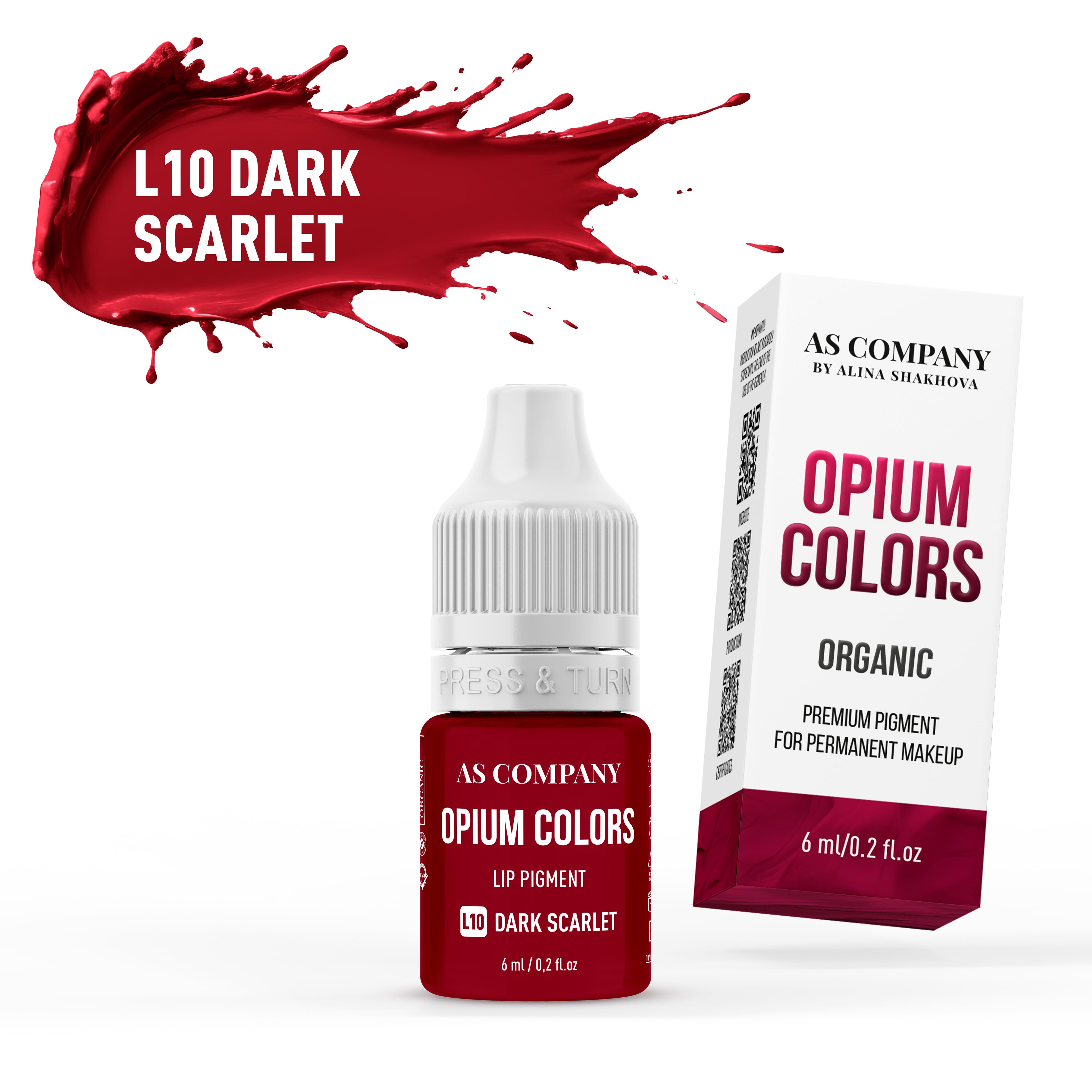 AS Company OPIUM COLORS пигмент для губ ORGANIC L10 DARK SCARLET, 6 мл