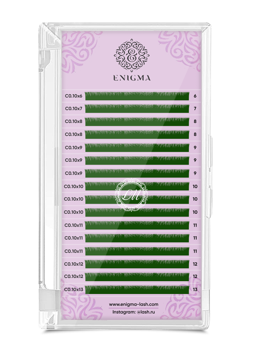 Enigma Ресницы Зелёные - 16 линий, MIX