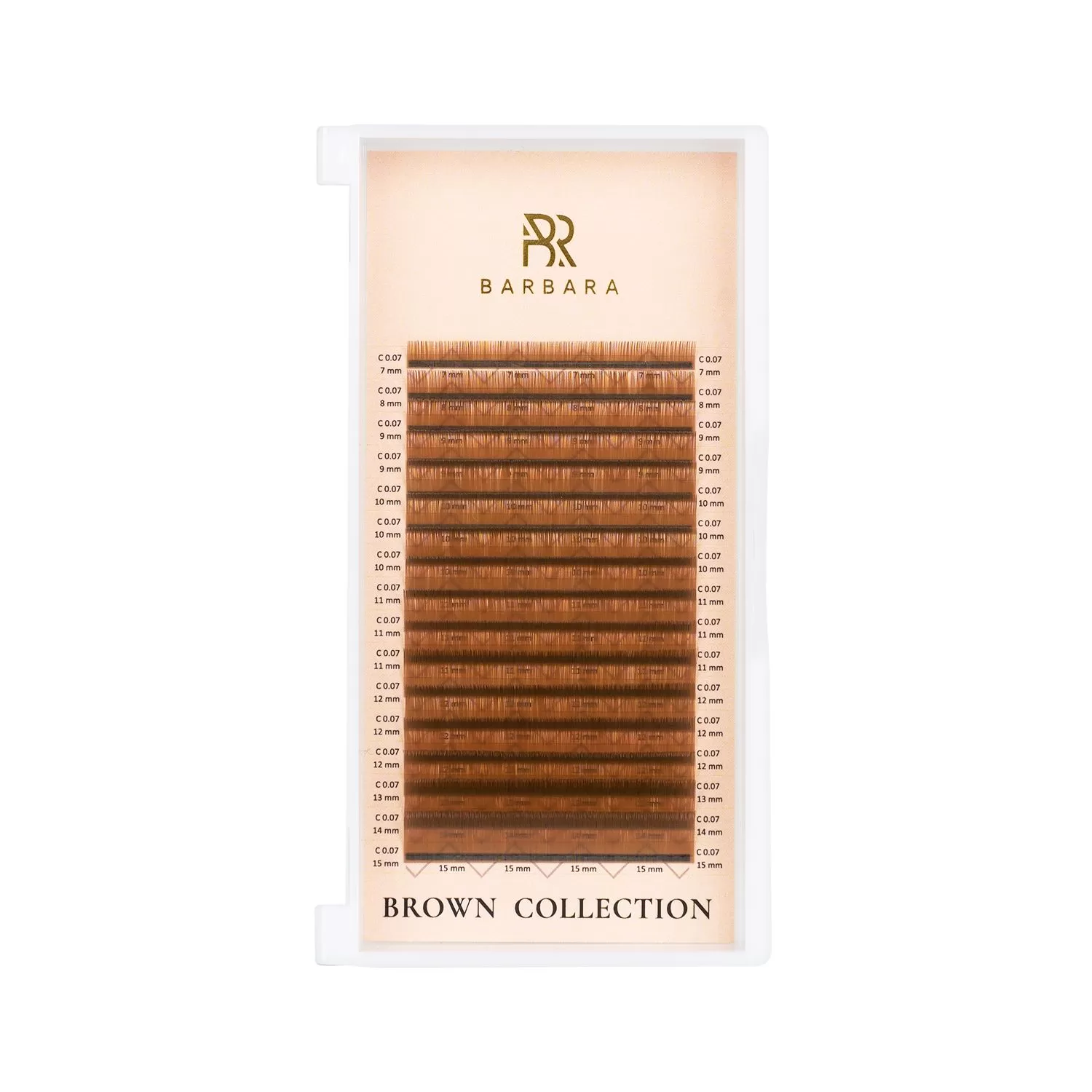 Barbara Ресницы коричневые Quartz - 16 линий, MIX