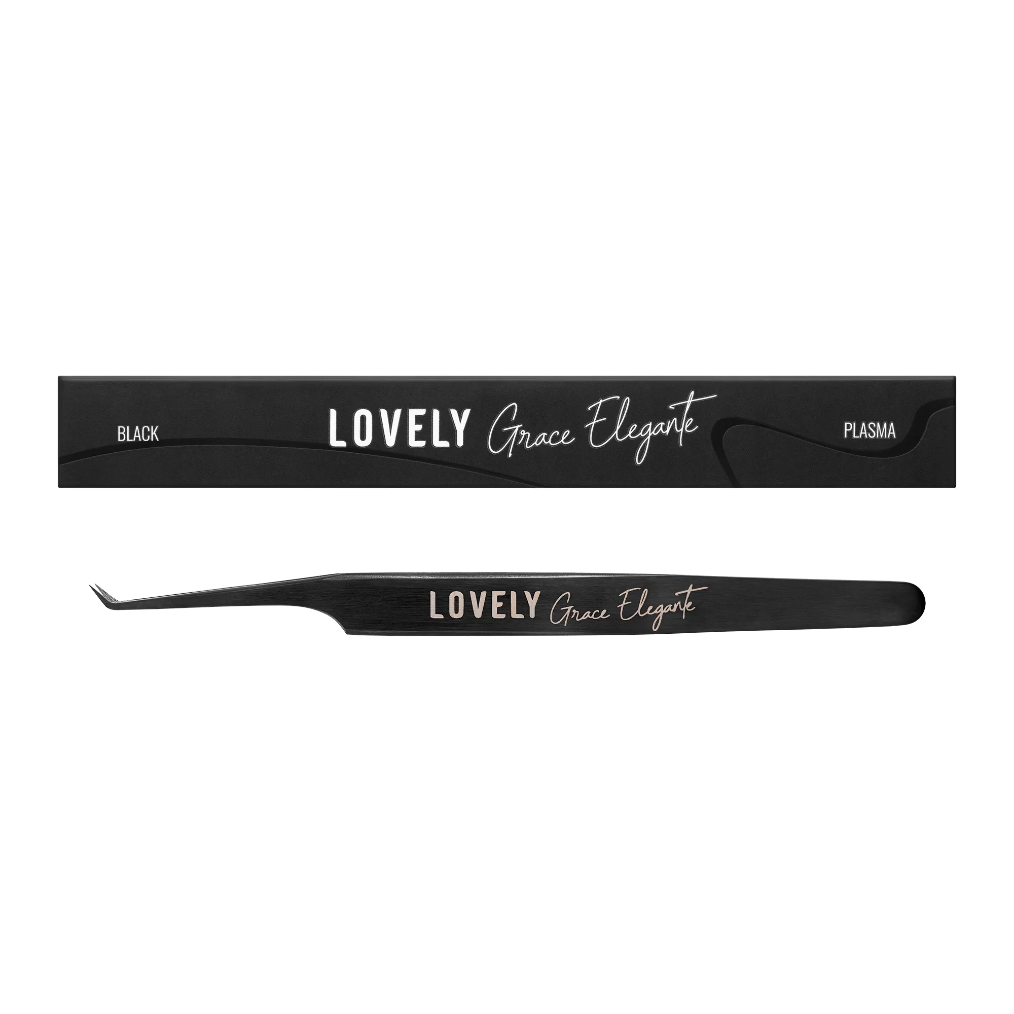 Пинцет для наращивания ресниц Lovely NanoFiber, серия Grace Elegante Black, тип L 5 мм