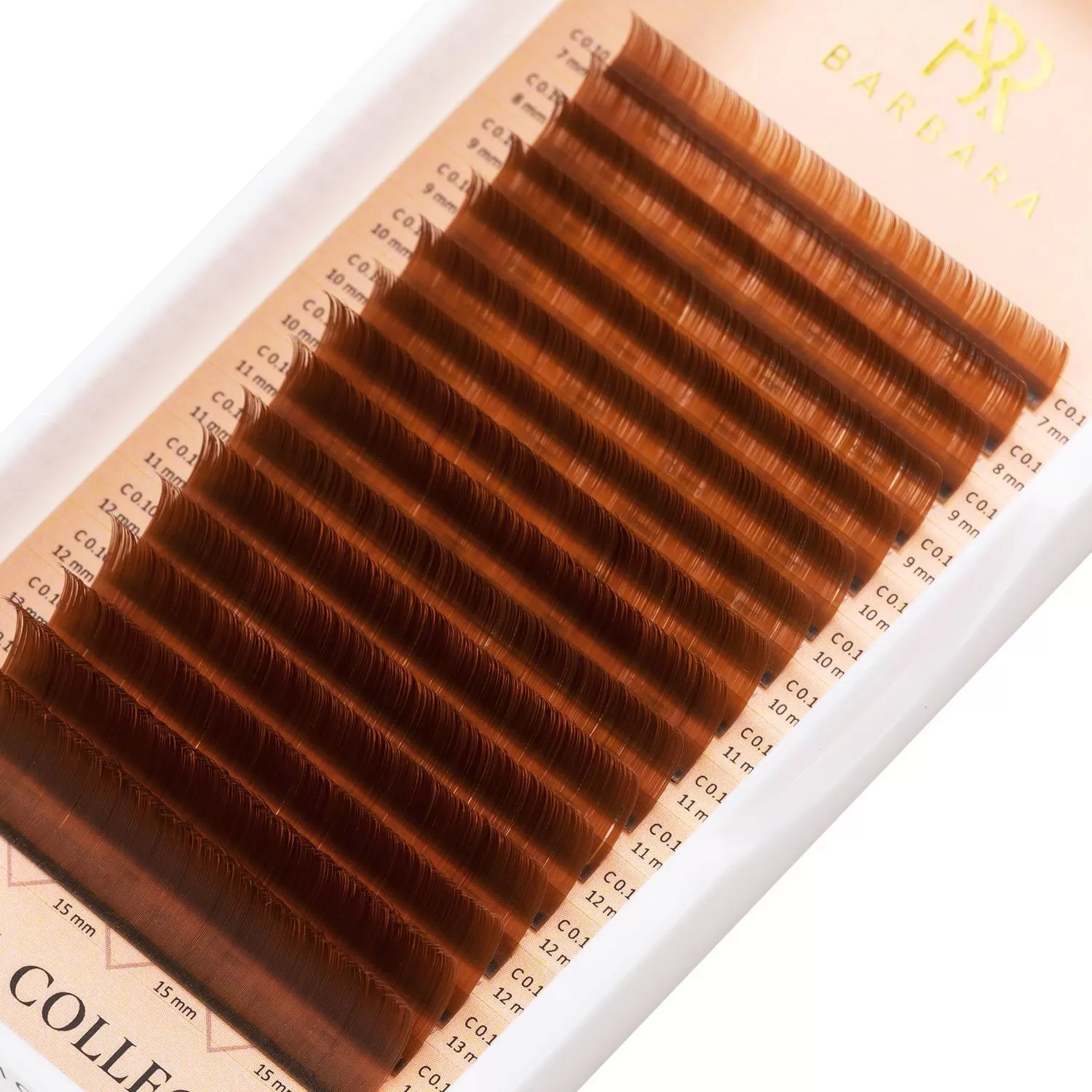 Barbara Ресницы коричневые Caramel - 16 линий, MIX