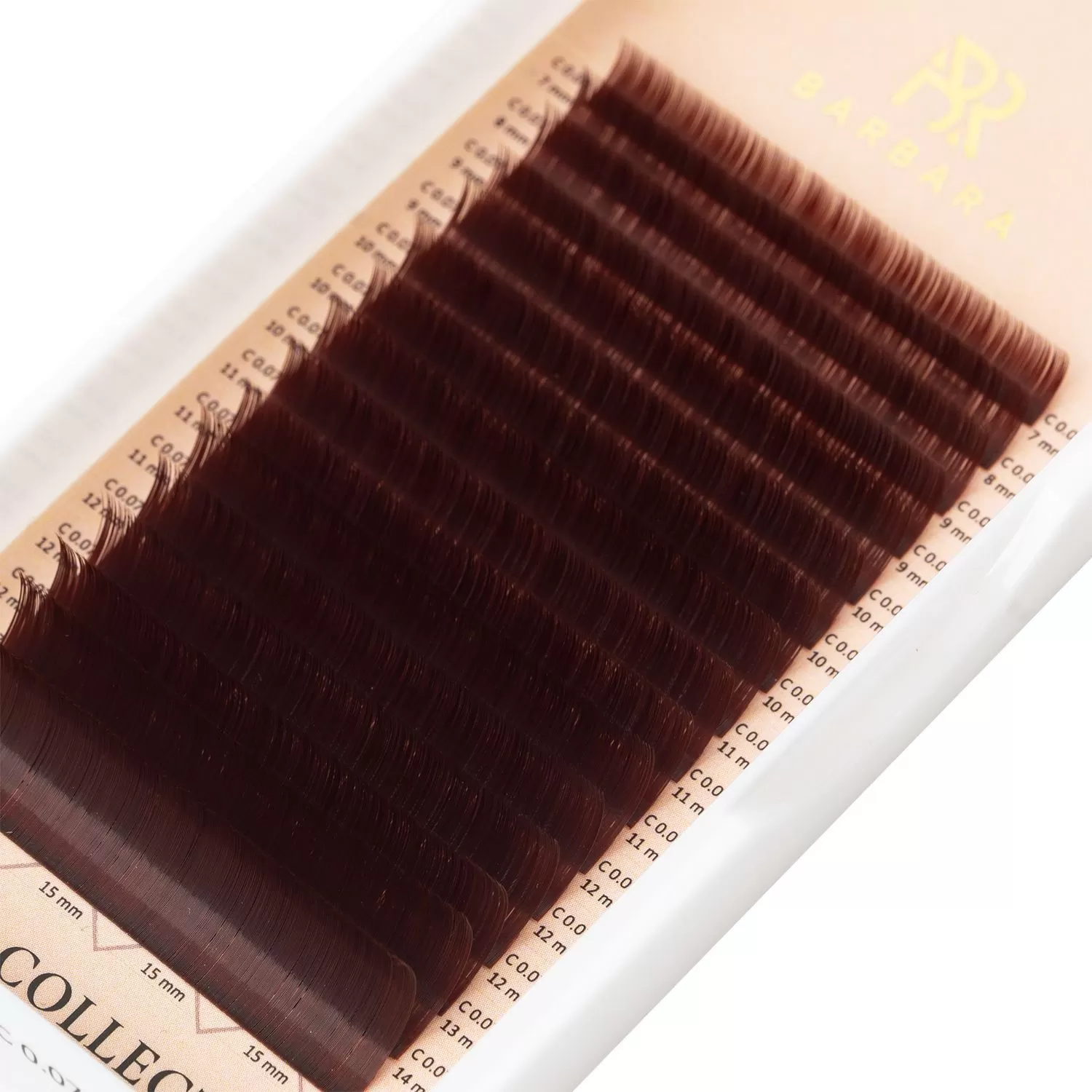 Barbara Ресницы коричневые Glintwein - 16 линий, MIX