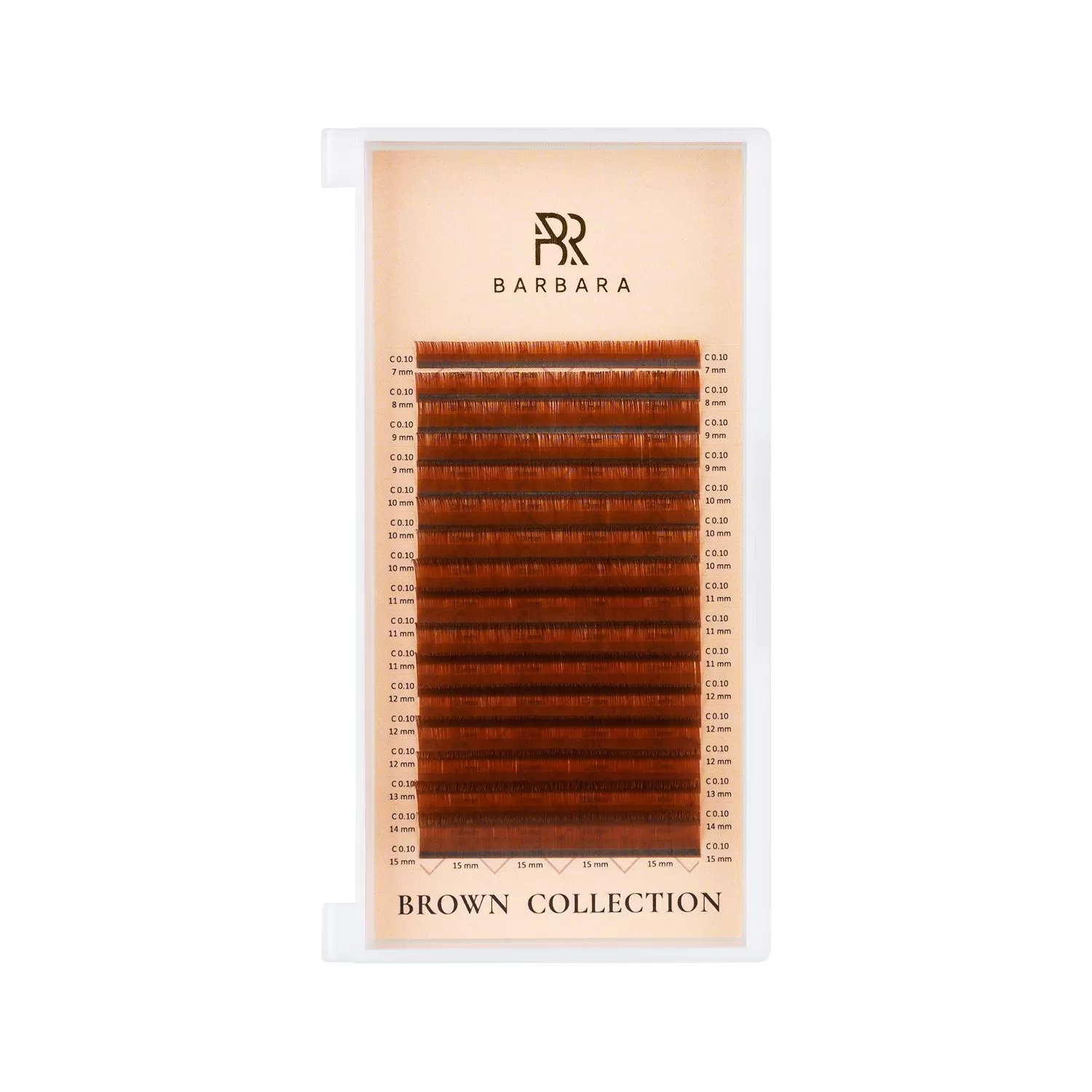 Barbara Ресницы коричневые Caramel - 16 линий, MIX
