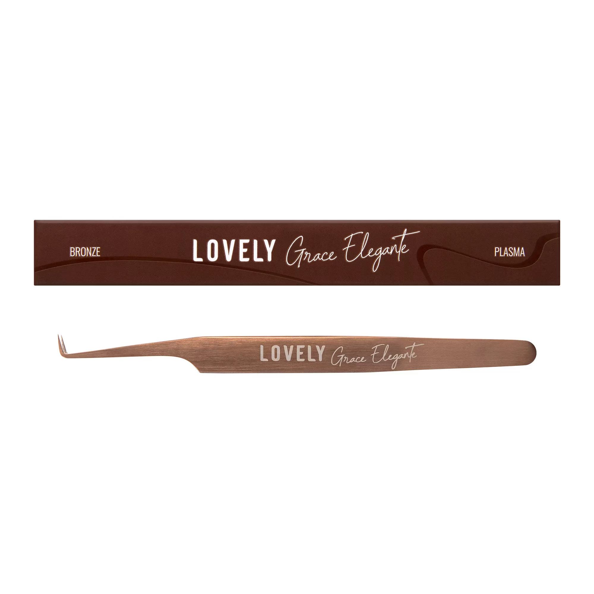 Пинцет для наращивания ресниц Lovely NanoFiber, серия Grace Elegante Bronze, тип Г 5 мм