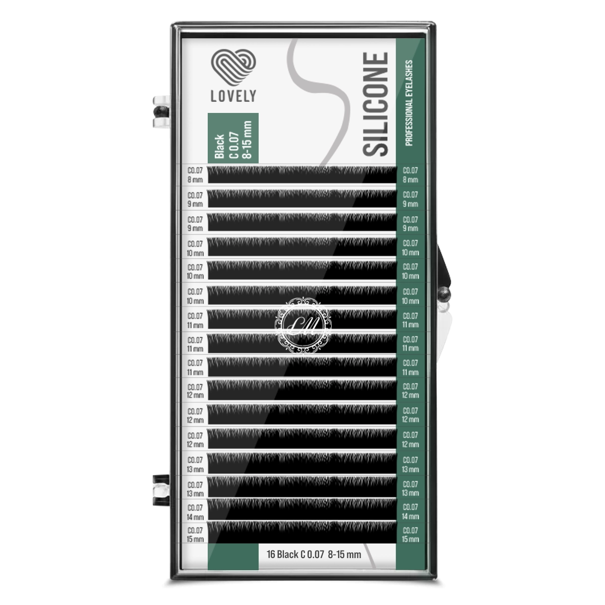 Lovely Ресницы черные Silicone - 16 линий, MIX