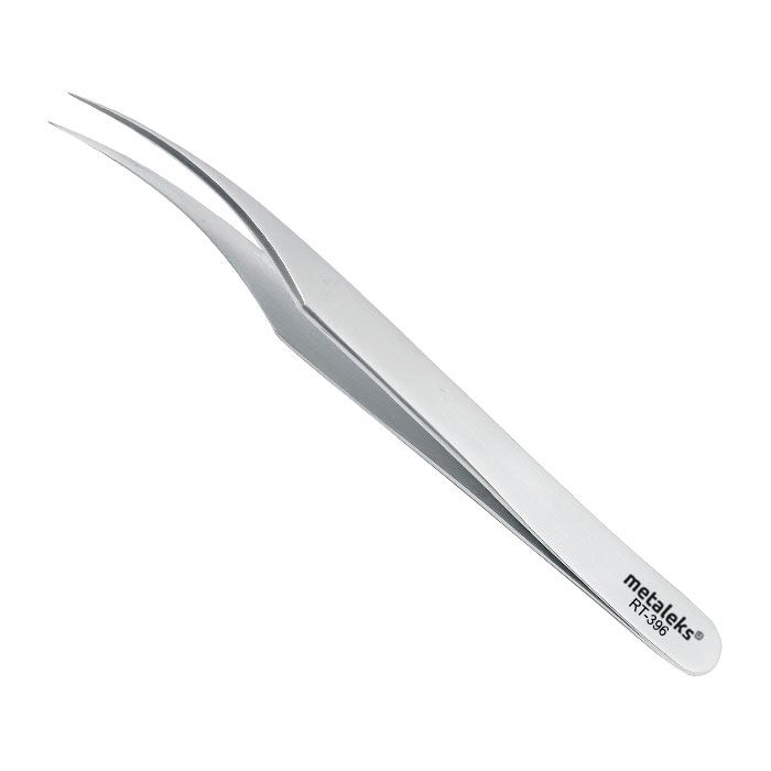 Metaleks Пинцет Сталь - прямой с изгибом (RT-396)