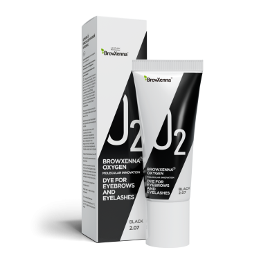 BrowXenna Краска для бровей и ресниц OXYGEN J2 15 мл, Black 2.07